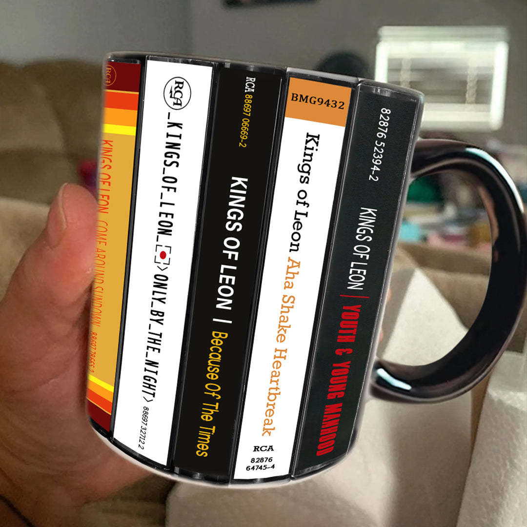 Kings Of Leon Albums Cassette Collection Retro Accent Edge-to-Edge Printed Mug