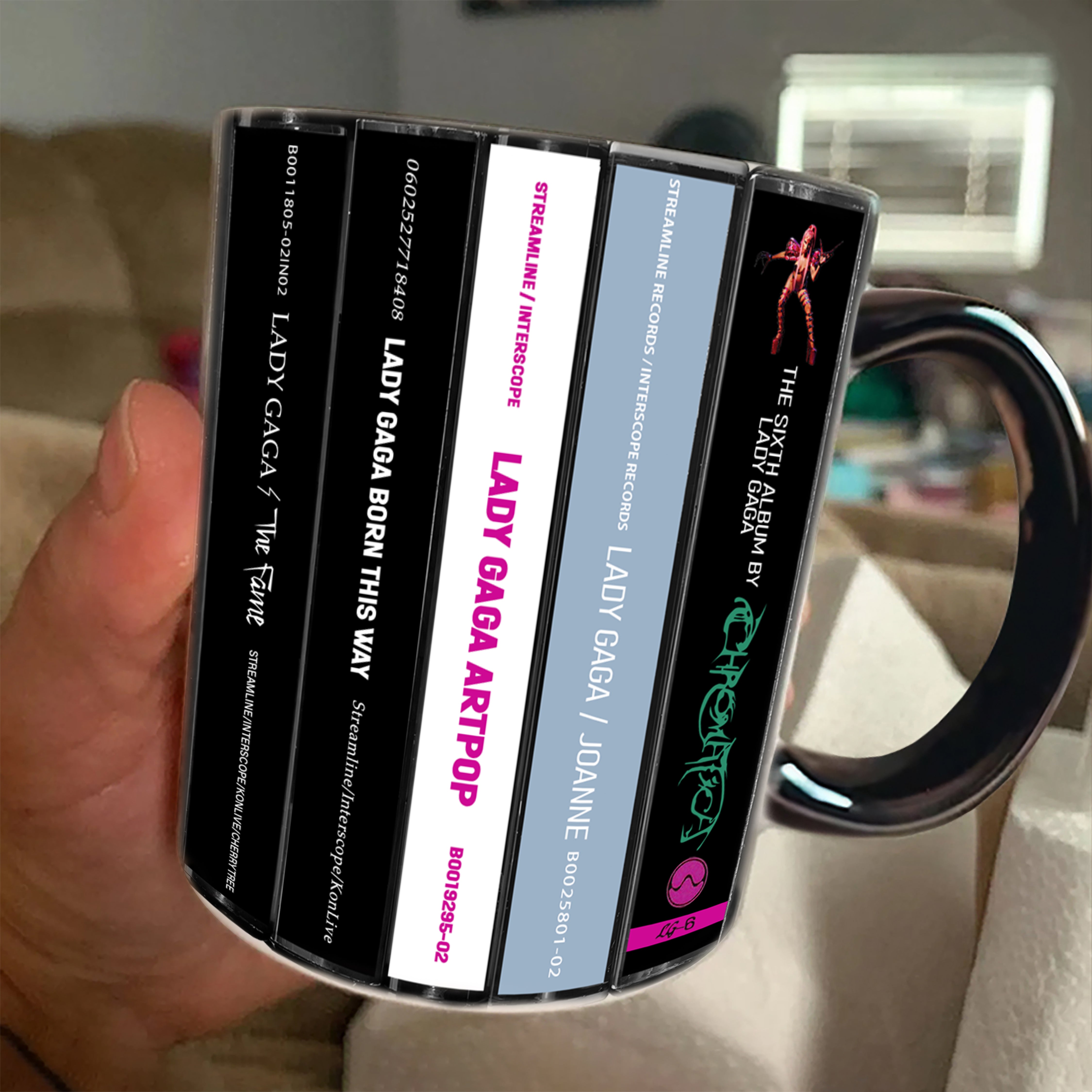 Lady Gaga Albums Cassette Collection Retro Accent Edge-to-Edge Printed Mug