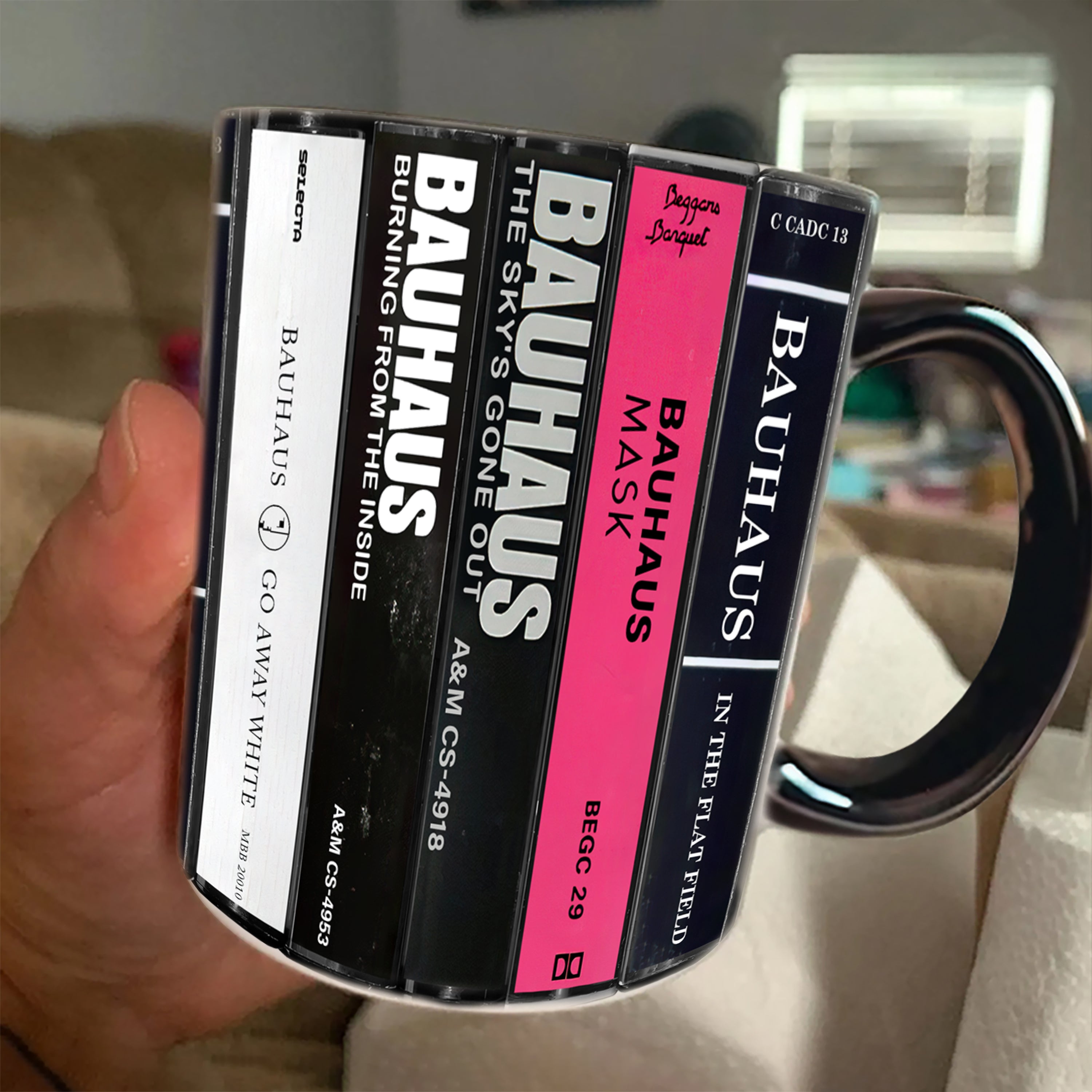 Bauhaus Albums Cassette Collection Retro Accent Edge-to-Edge Printed Mug