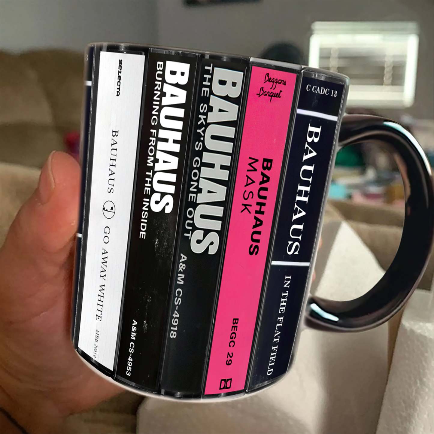 Bauhaus Albums Cassette Collection Retro Accent Edge-to-Edge Printed Mug