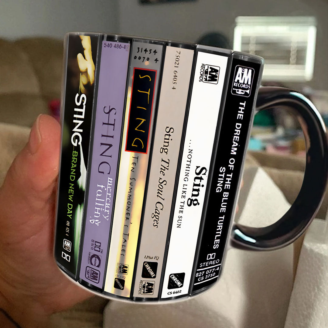 Sting Albums Cassette Collection Retro Accent Edge-to-Edge Printed Mug