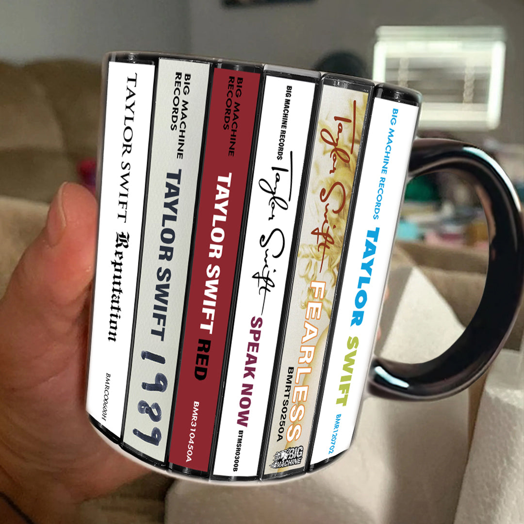 Taylor Swift Albums Cassette Collection Retro Accent Edge-to-Edge Printed Mug