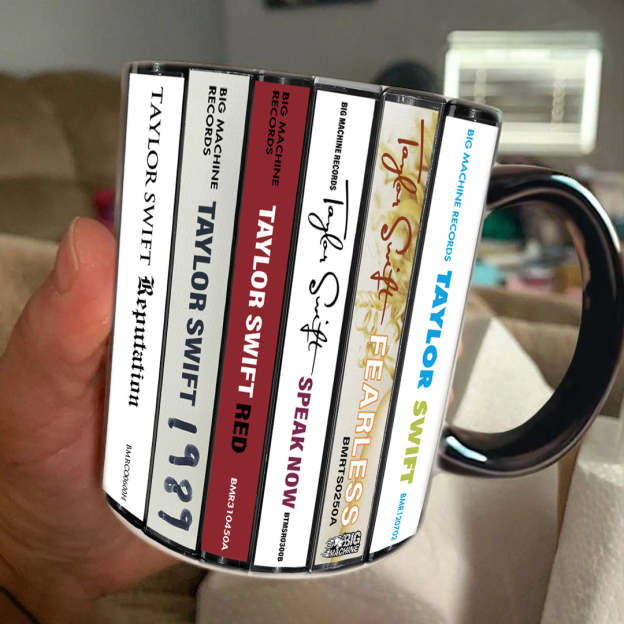 Taylor Swift Albums Cassette Collection Retro Accent Edge-to-Edge Printed Mug