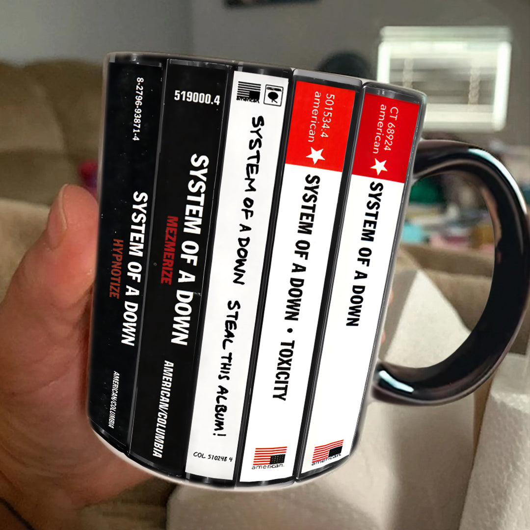 System Of A Down Albums Cassette Collection Retro Accent Edge-to-Edge Printed Mug