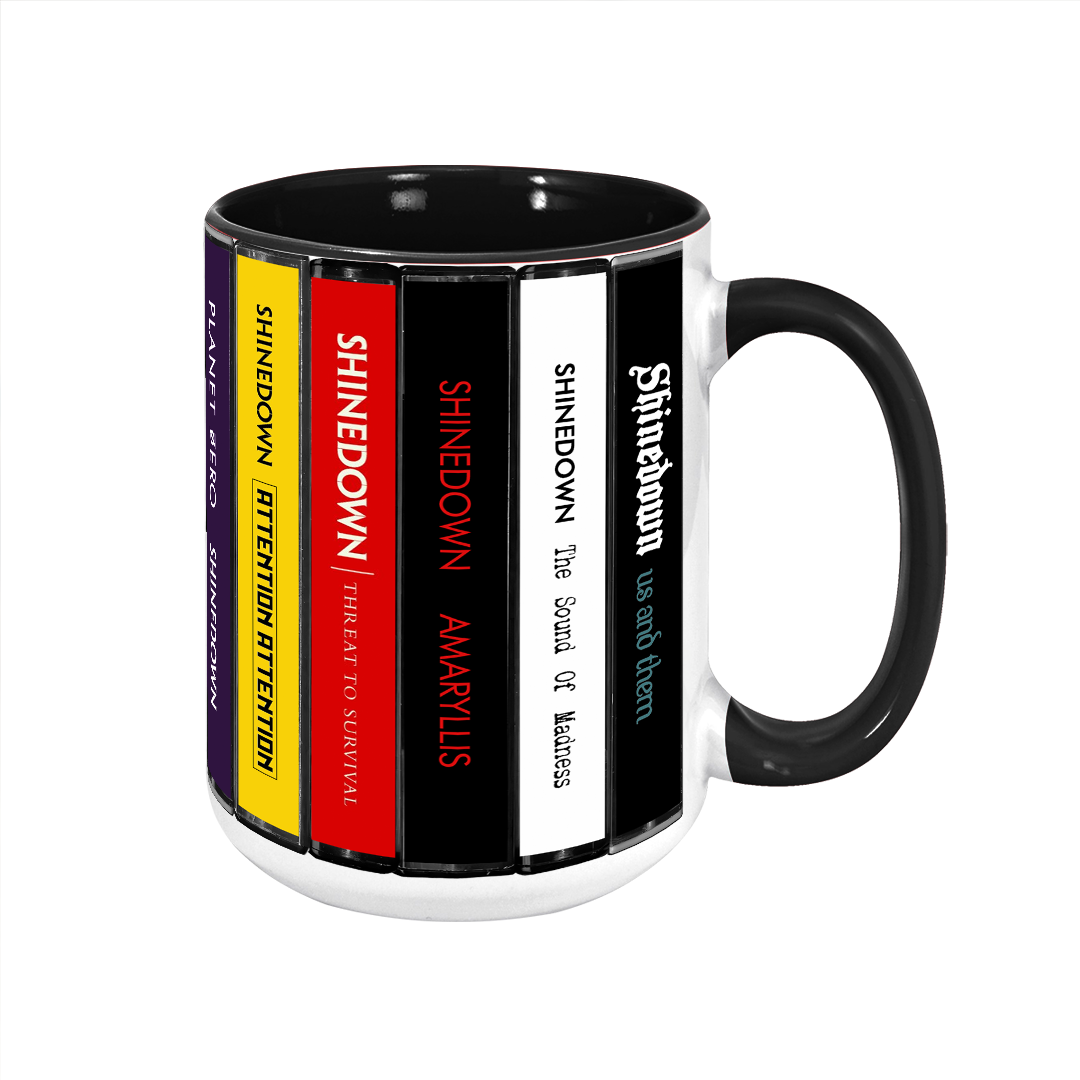 Shinedown Albums Cassette Collection Retro Accent Edge-to-Edge Printed Mug