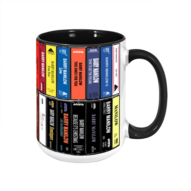 Barry Manilow Albums Cassette Collection Retro Accent Edge-to-Edge Printed Mug - Extended Version