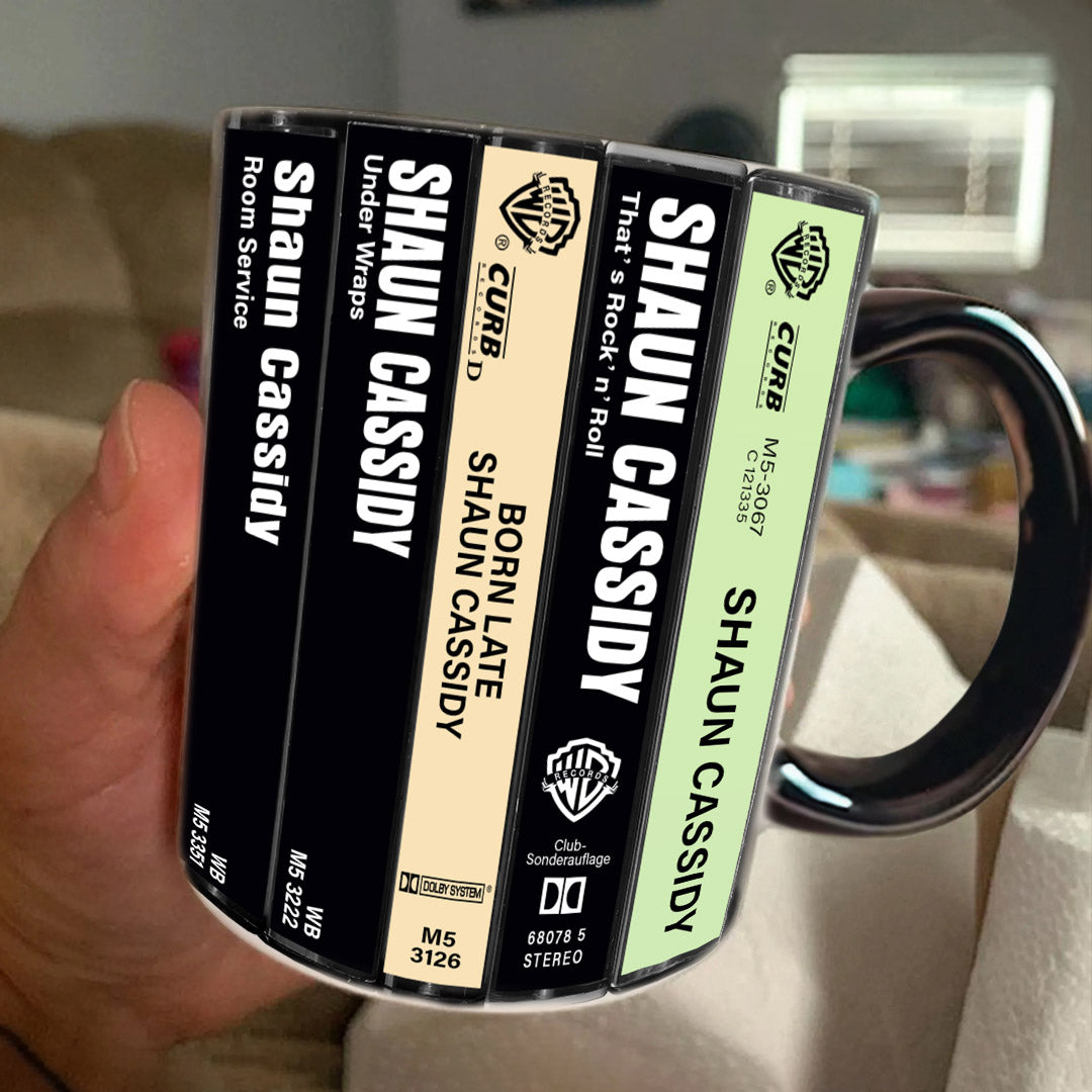 Shaun Cassidy Albums Cassette Collection Retro Accent Edge-to-Edge Printed Mug
