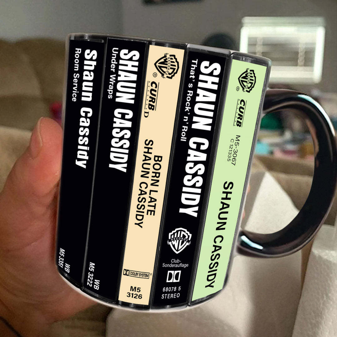 Shaun Cassidy Albums Cassette Collection Retro Accent Edge-to-Edge Printed Mug