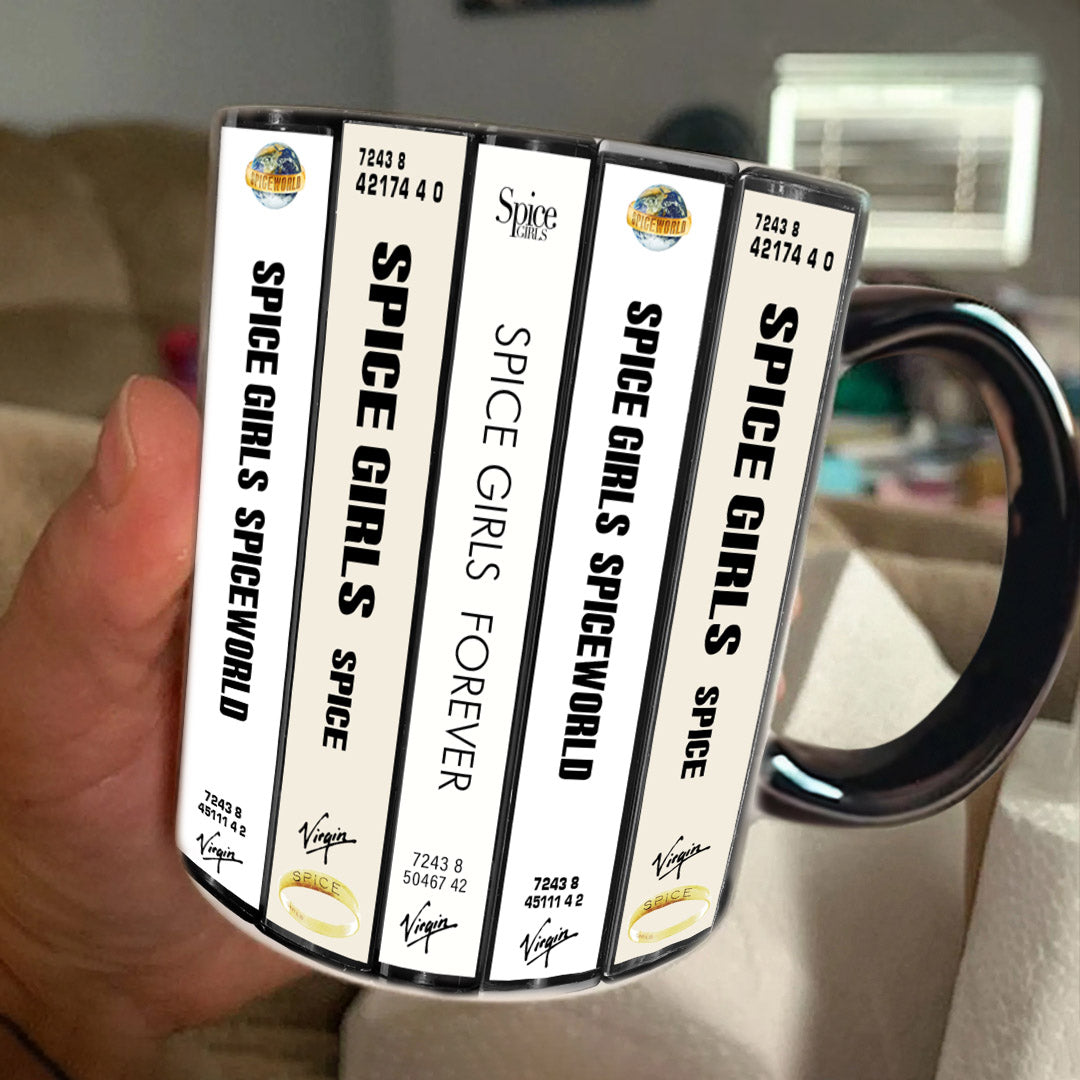 Spice Girls Albums Cassette Collection Retro Accent Edge-to-Edge Printed Mug
