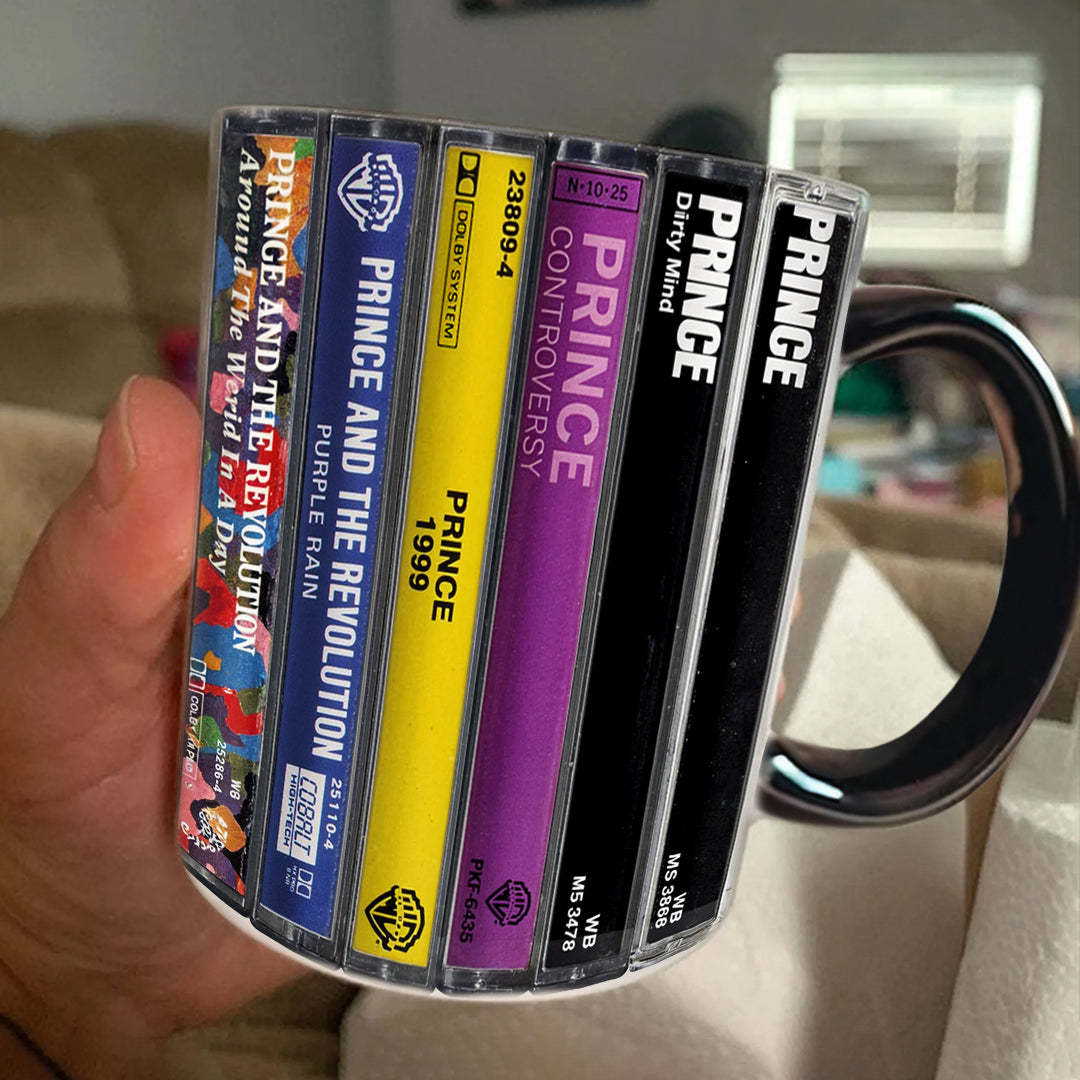 Prince Albums Cassette Collection Retro Accent Edge-to-Edge Printed Mu