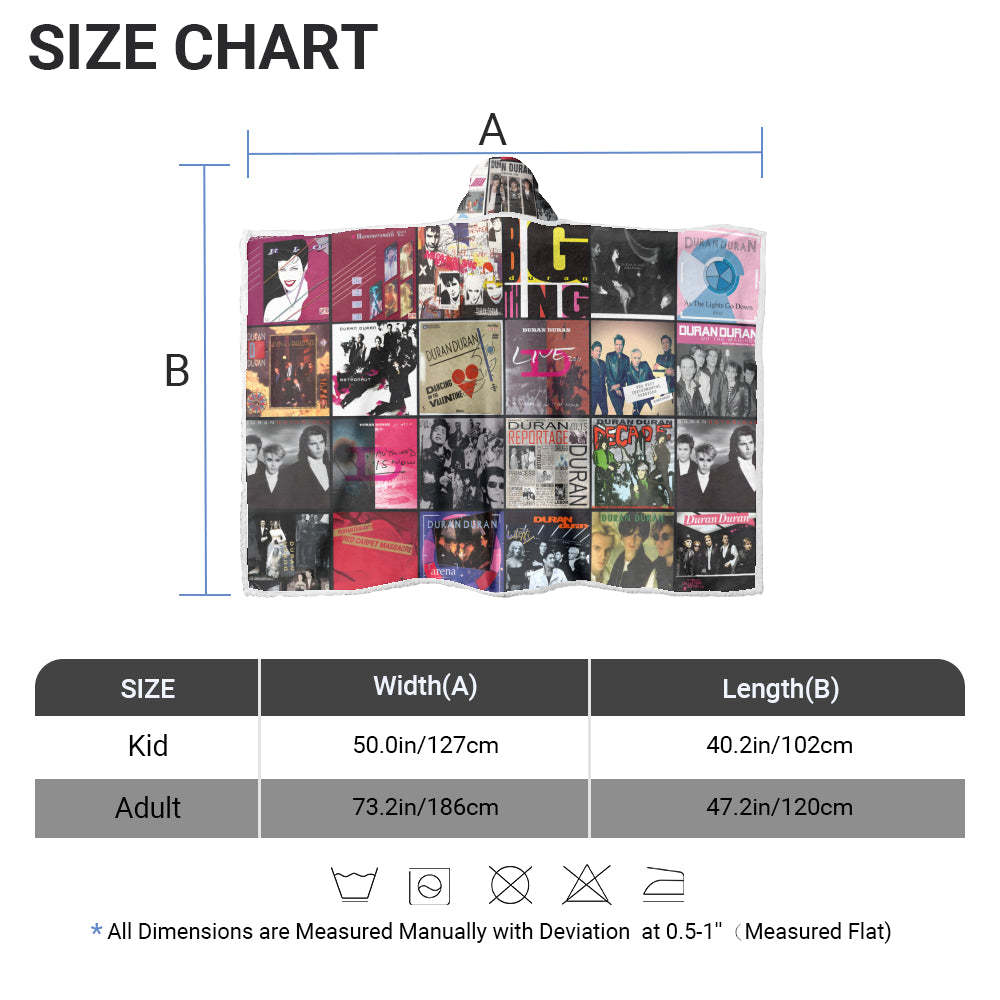 Duran Duran Wearable Hooded Blanket – 80s Music Lover Cozy Throw with Album Art