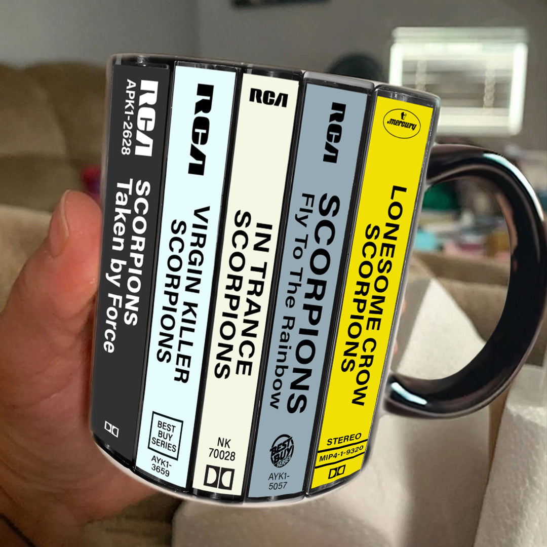 Scorpions Albums Cassette Collection Retro Accent Mug