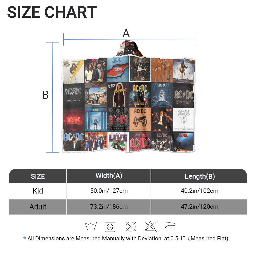 AC/DC Rock Band Album Covers Wearable Hooded Blanket