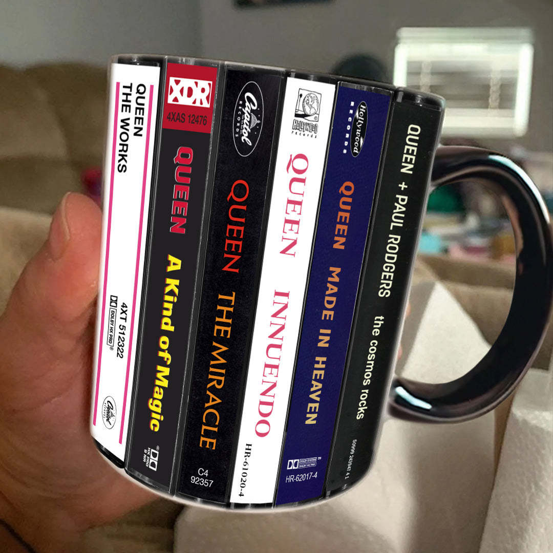 Queen Albums Cassette Collection Retro Accent Edge-to-Edge Printed Mug