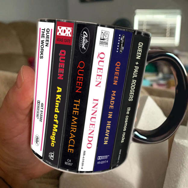 Queen Albums Cassette Collection Retro Accent Edge-to-Edge Printed Mug