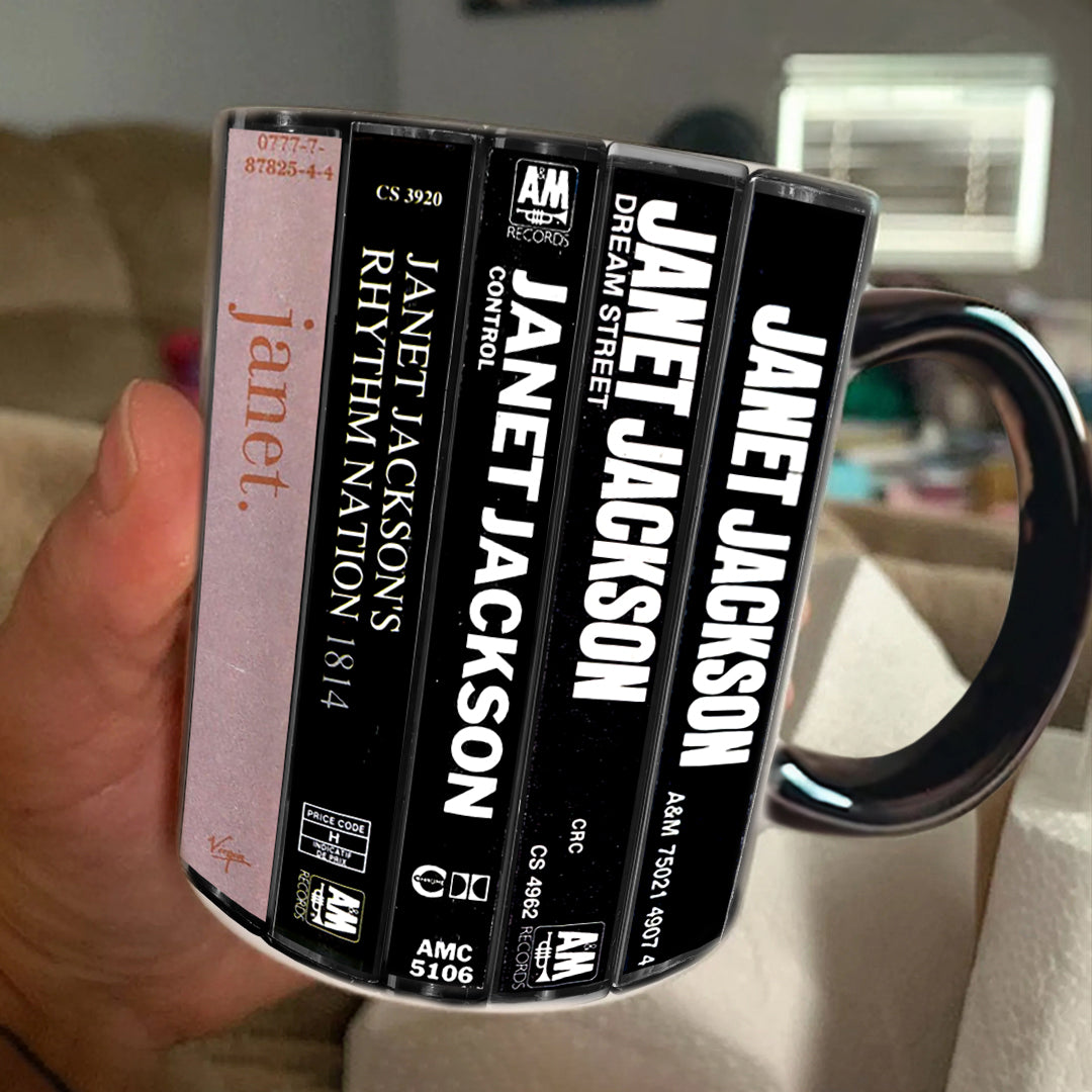 Janet Jackson Albums Cassette Retro Collection Accent Mug