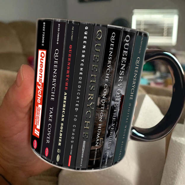 Queensrÿche Albums Cassette Collection Retro Accent Edge-to-Edge Printed Mug