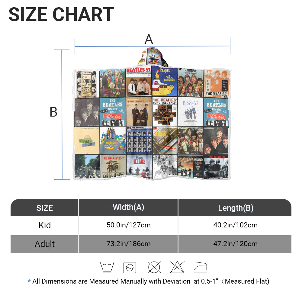 The Beatles Album Collage Wearable Hooded Blanket – Retro Rock Comfort for True Fans