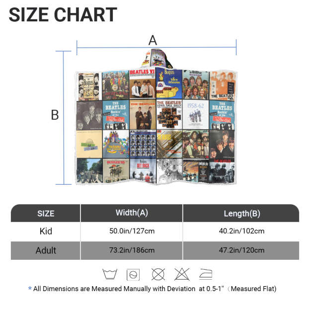 The Beatles Album Collage Wearable Hooded Blanket – Retro Rock Comfort for True Fans