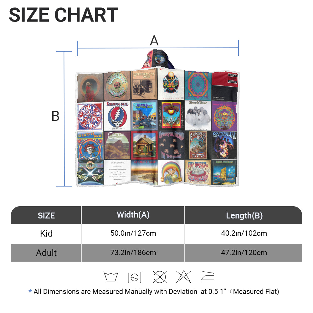Grateful Dead Album Covers Wearable Hooded Blanket