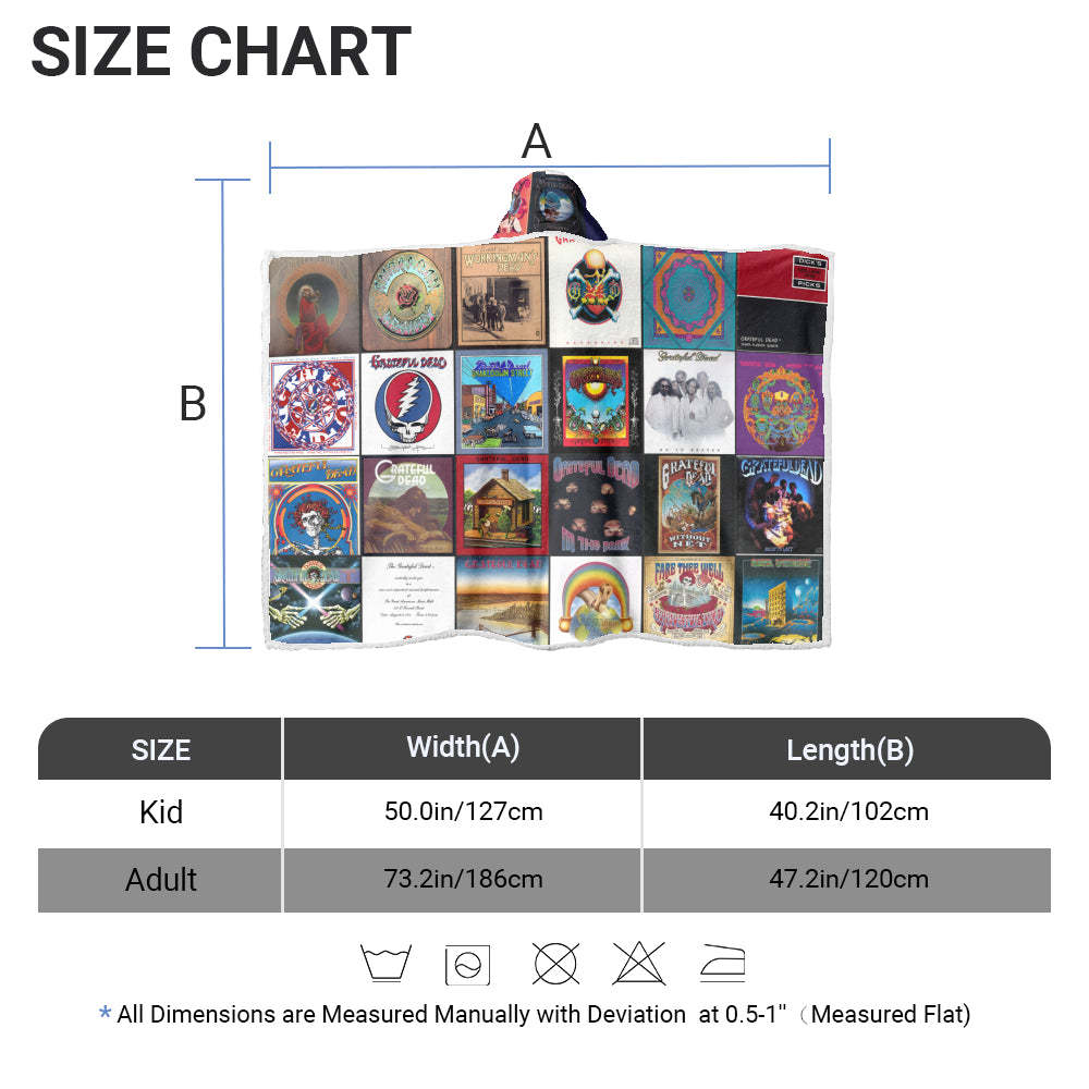 Grateful Dead Album Covers Wearable Hooded Blanket