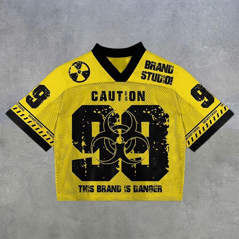 Mesh quick-drying caution casual sports jersey