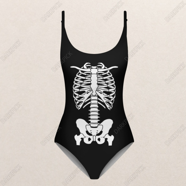 Human Bones Drawing  one piece swimsuit