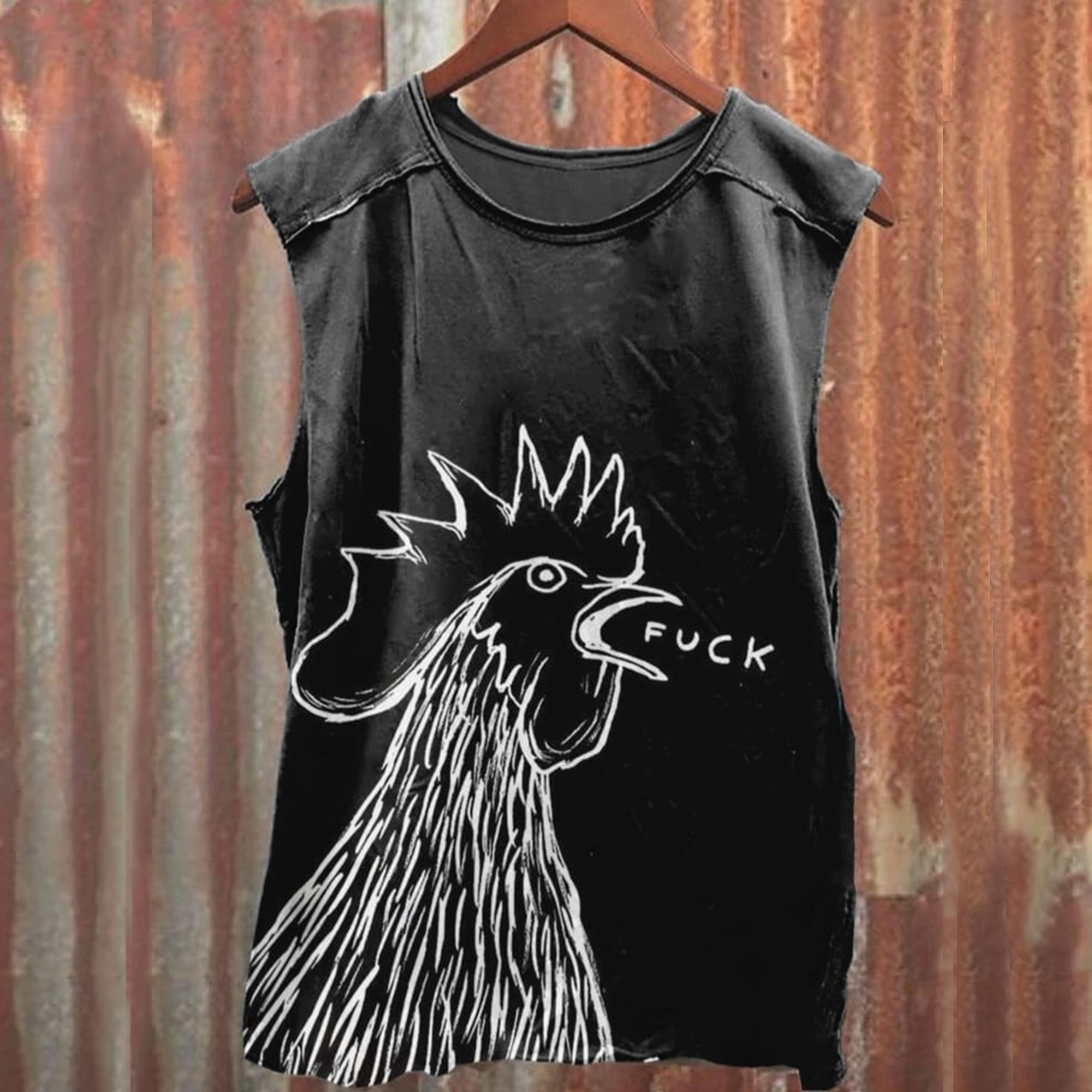 Unisex Bad Chicken Print T-Shirt Tank