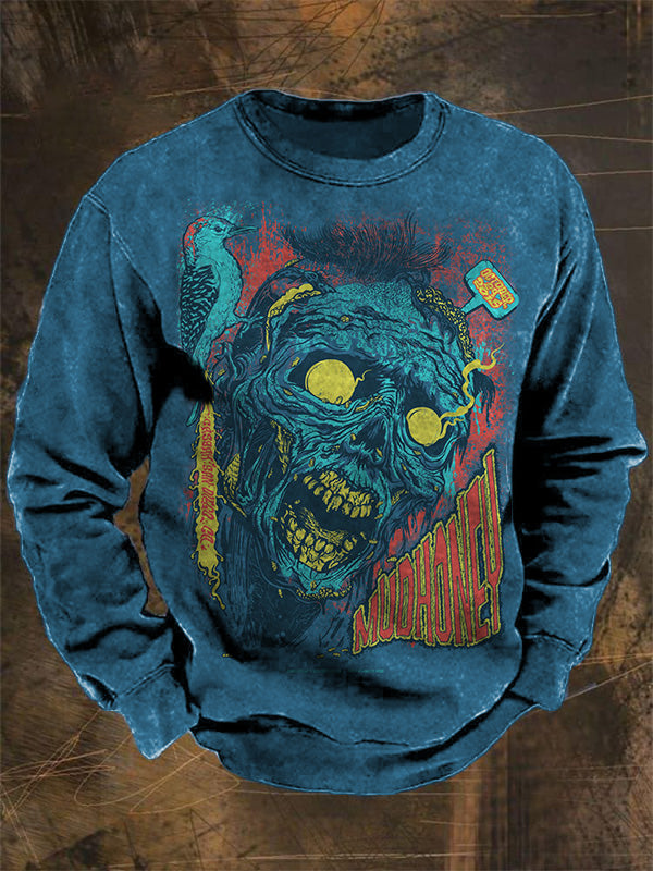 Fashionable Retro Men's Skull Art Print Pattern Casual Sportswear