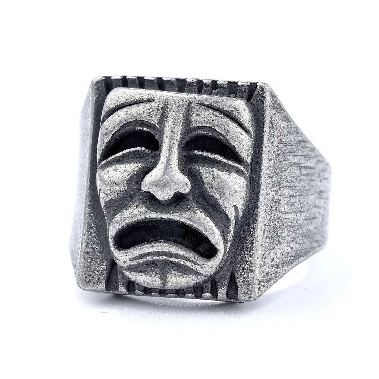 Comedy And Tragedy Masks Stainless Steel Ring