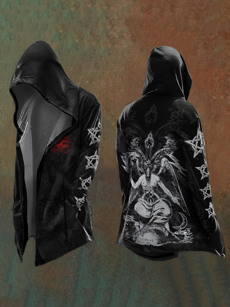 Men's Satanic Pentagram Casual Hooded Jacket