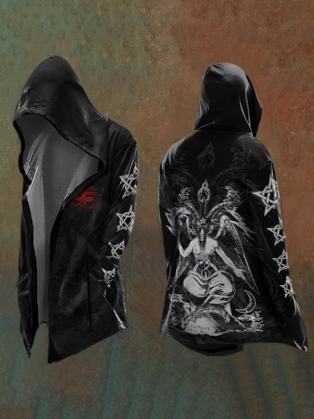 Men's Satanic Pentagram Casual Hooded Jacket
