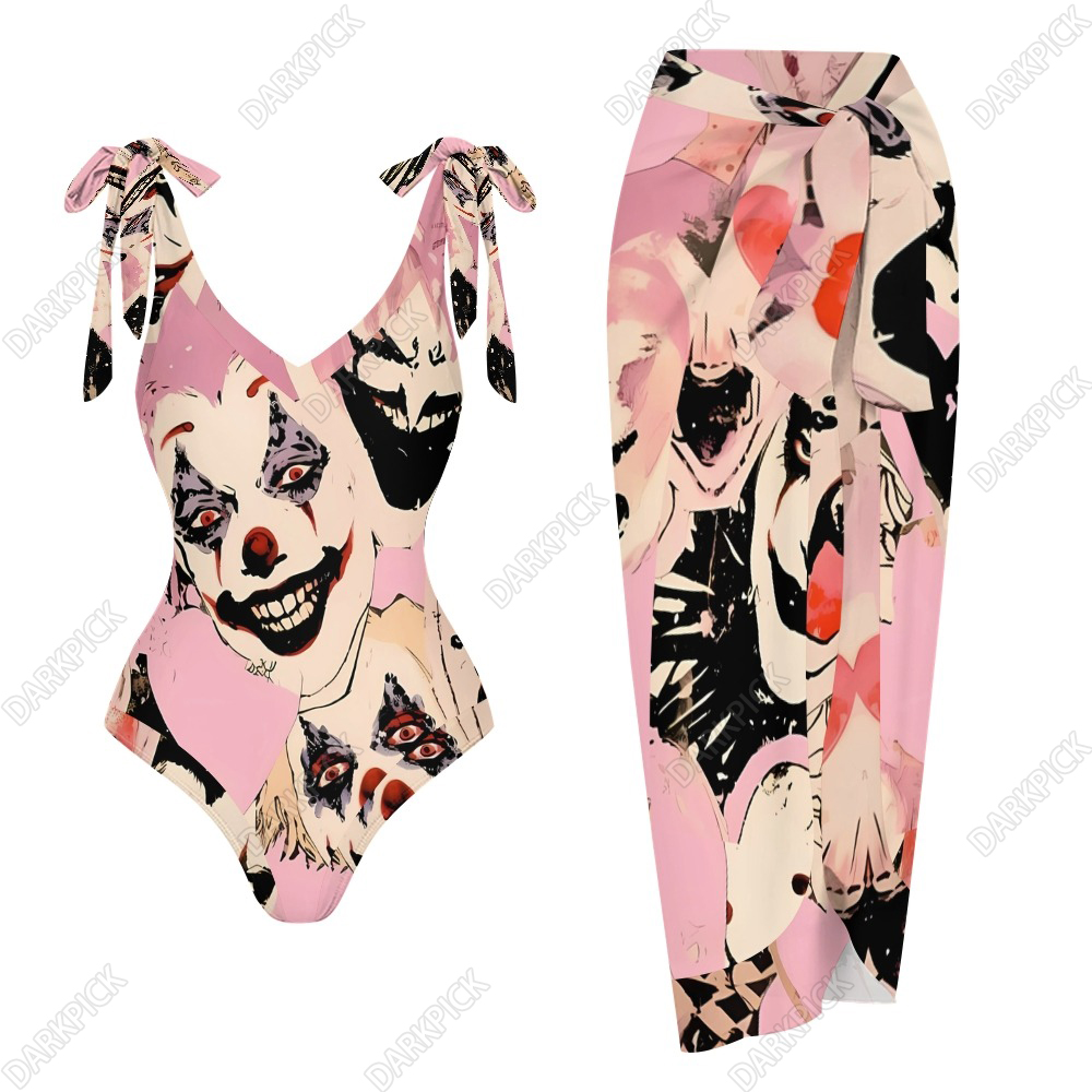 Women's Clown Printed One Piece Swimsuits and Cover Ups