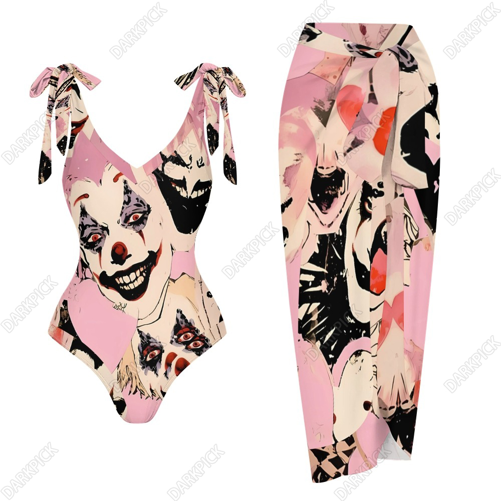 Women's Clown Printed One Piece Swimsuits and Cover Ups