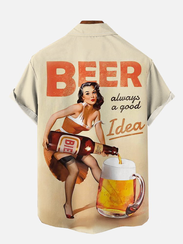  Vintage Pin Up Girl Poster Beauties And Bottles Printing Short Sleeve Shirt