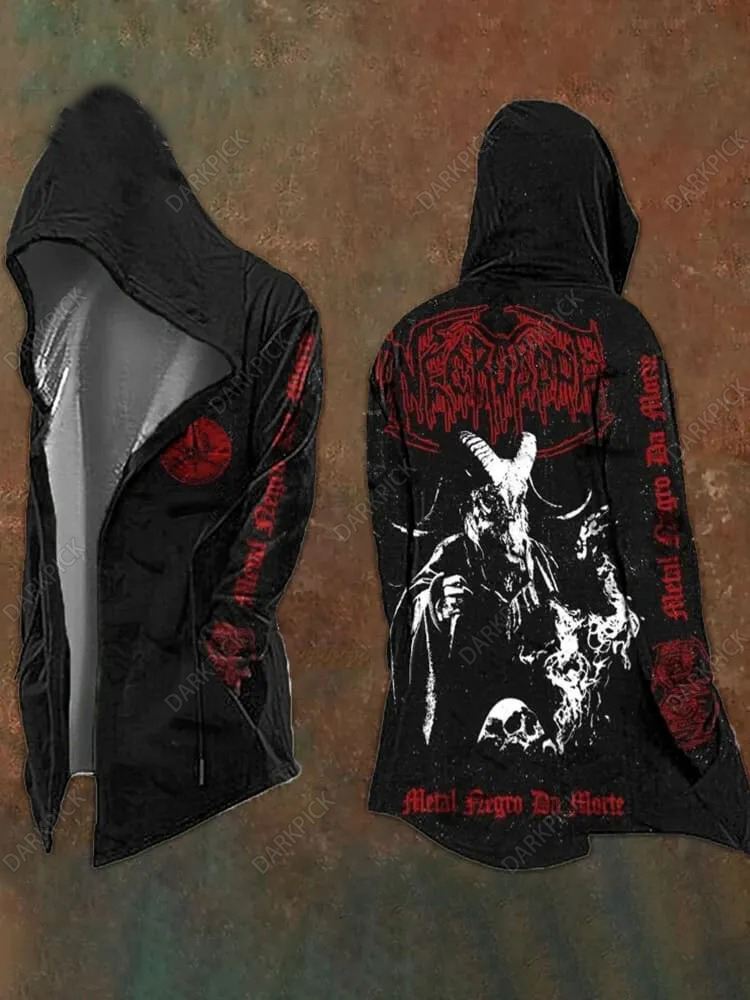 Men's Demon Black Metal Rock Art Print Casual Hoodie Jacket