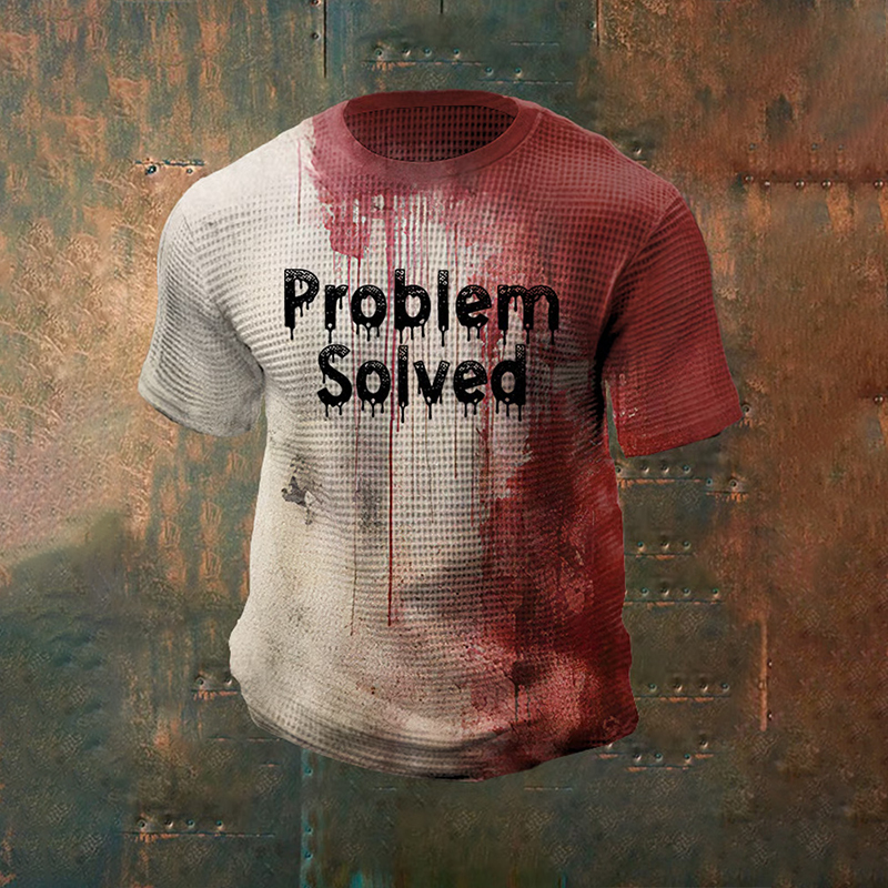 Men's Bloody Problem Solved Halloween Waffle Crew Neck T-shirt