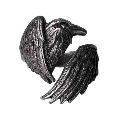 Dark Raven Open Ring | Mystical Symbol | Adjustable Ring