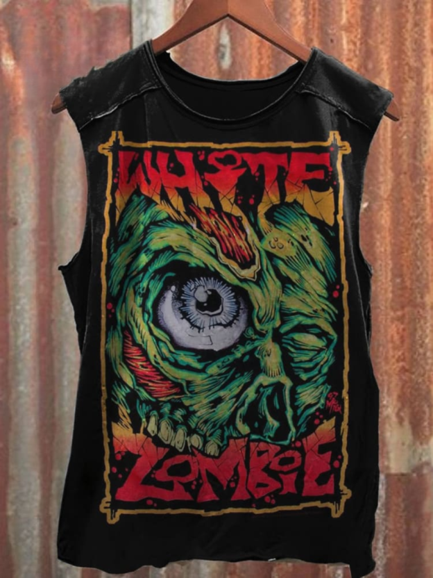 Unisex Retro Rock Print 100% Cotton Casual Tank Top