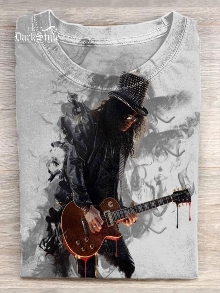 Unisex Rock Music Art Illustration Print Casual Short Sleeve T-Shirt