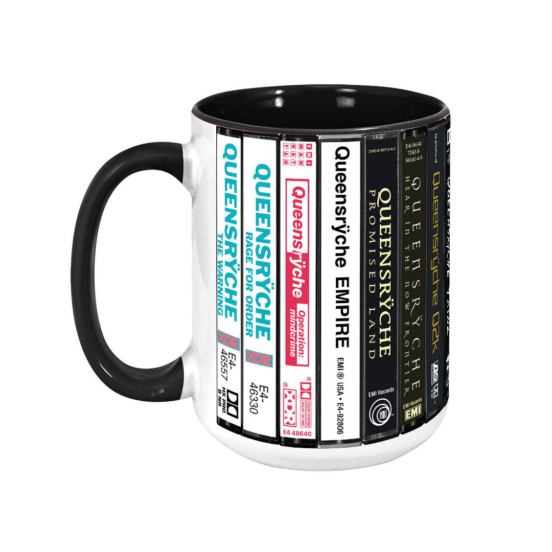 Queensrÿche Albums Cassette Collection Retro Accent Edge-to-Edge Printed Mug