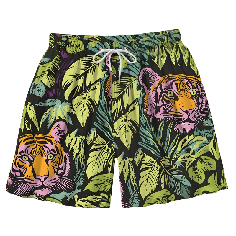  Tiger In The Jungle Aloha Mens Swim Trunks