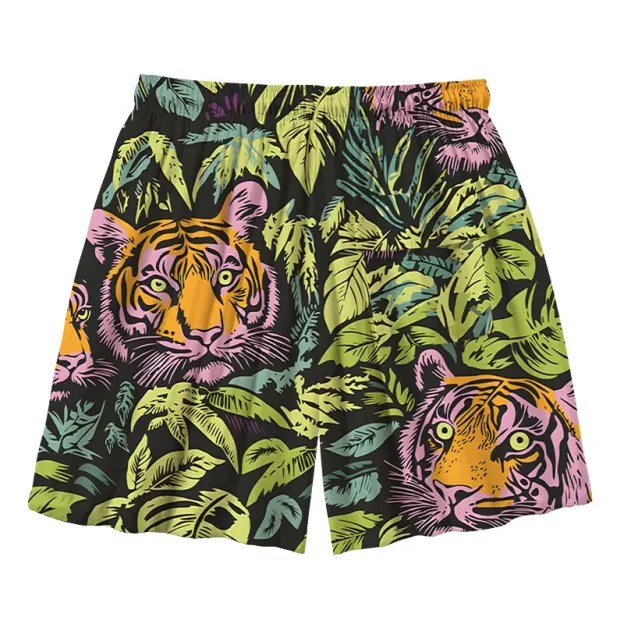 Tiger In The Jungle Aloha Mens Swim Trunks