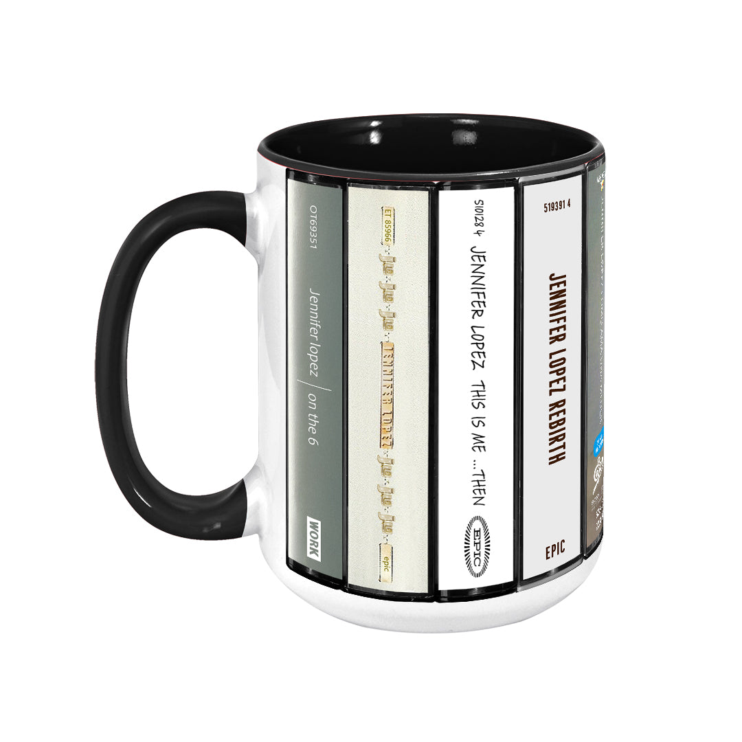 Jennifer Lopez Albums Cassette Collection Retro Accent Edge-to-Edge Printed Mug