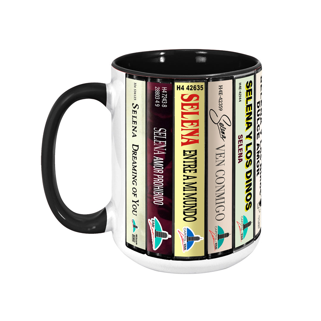 Selena Albums Cassette Collection Retro Accent Edge-to-Edge Printed Mug