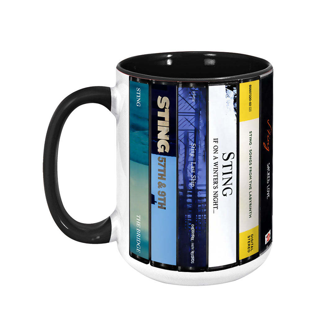 Sting Albums Cassette Collection Retro Accent Edge-to-Edge Printed Mug