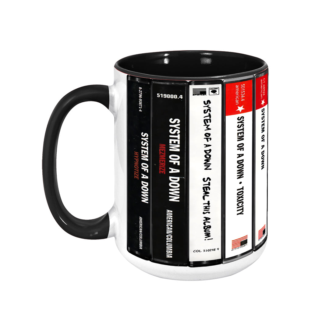 System Of A Down Albums Cassette Collection Retro Accent Edge-to-Edge Printed Mug