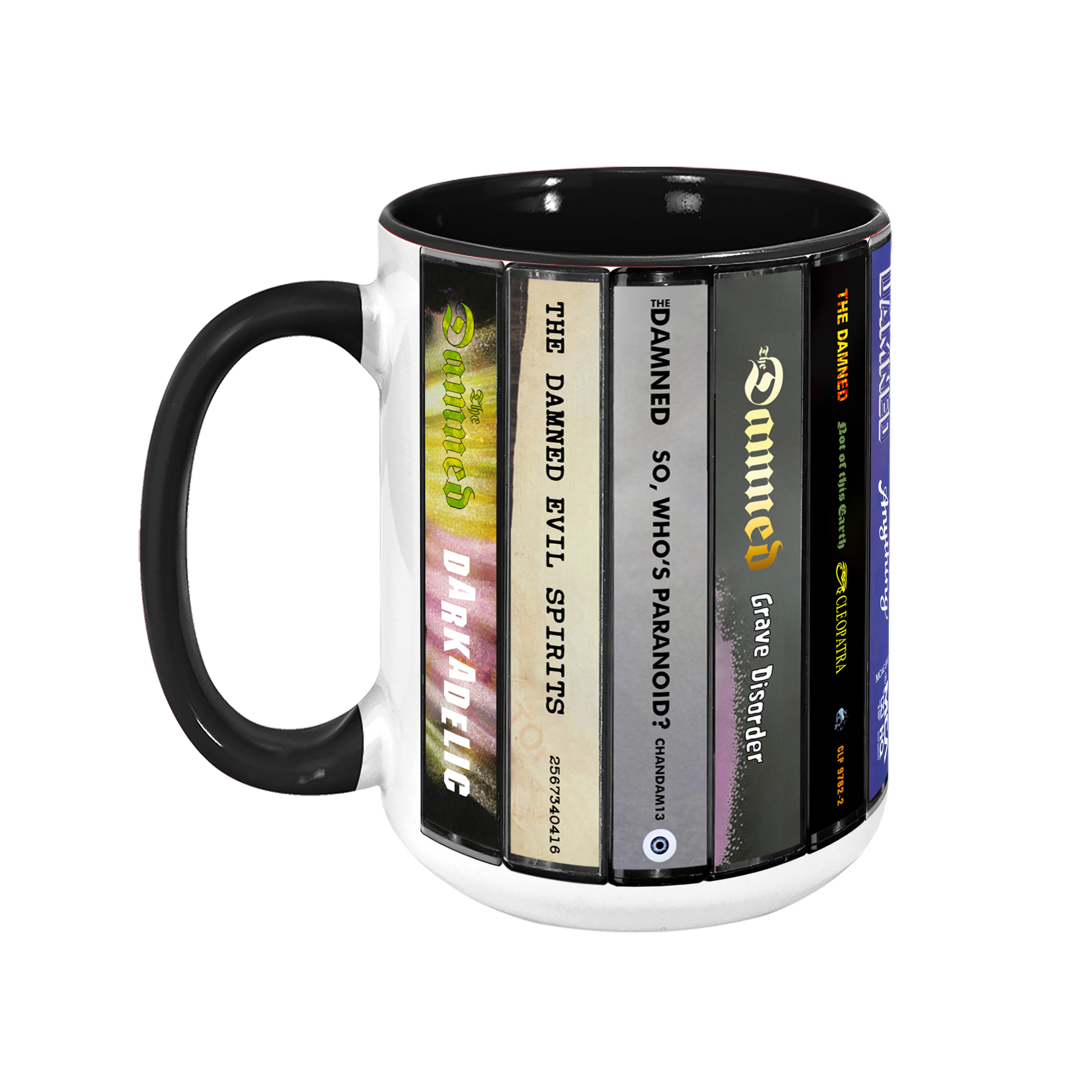 The Damned Albums Cassette Collection Retro Accent Edge-to-Edge Printed Mug