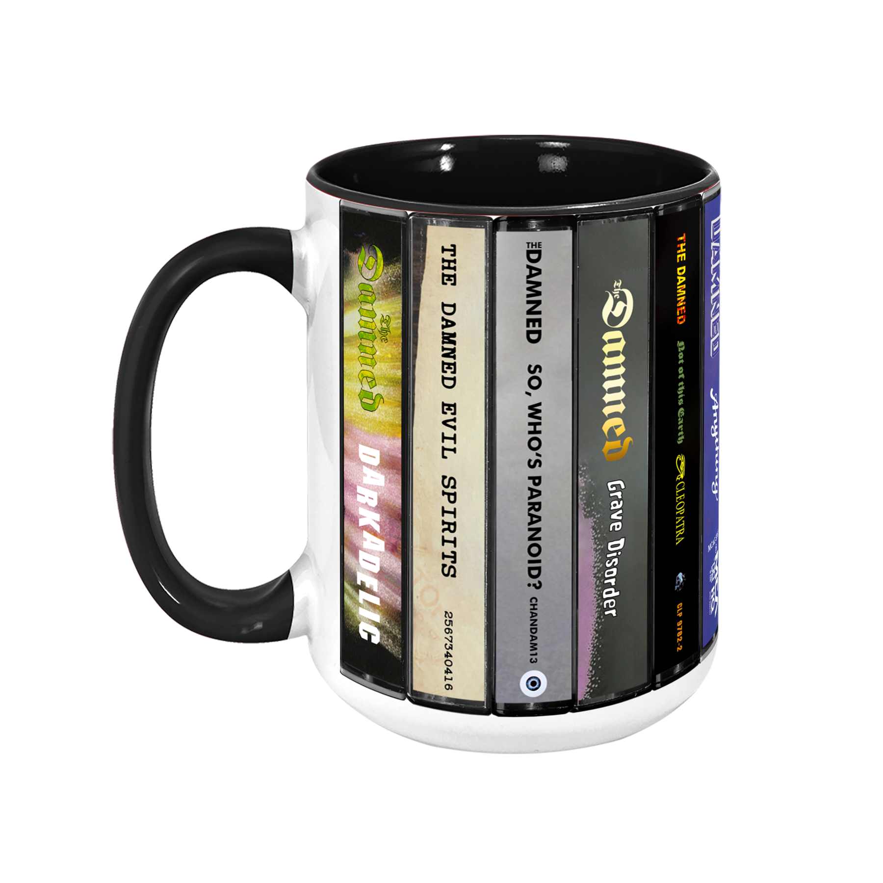 The Damned Albums Cassette Collection Retro Accent Edge-to-Edge Printed Mug