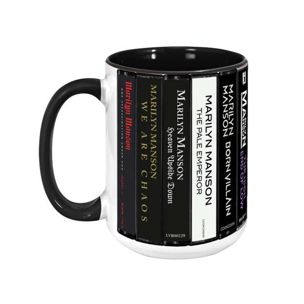 Marilyn Manson Albums Cassette Collection Retro Accent Edge-to-Edge Printed Mug